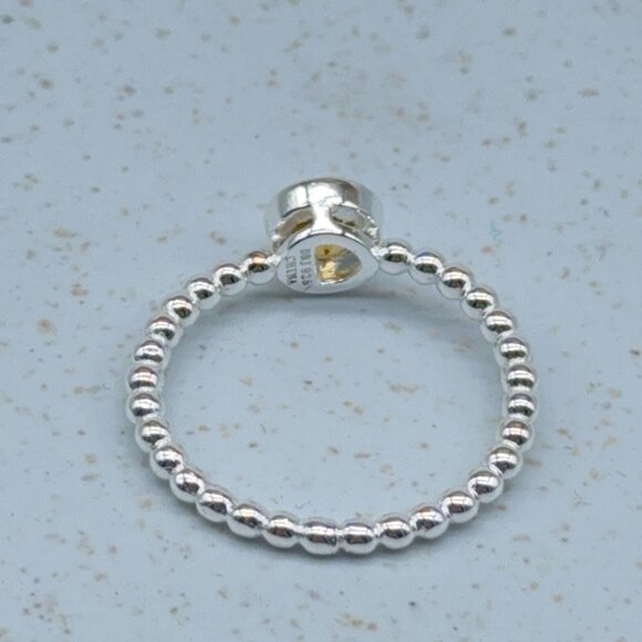 Sevilla Sterling Silver Ring 0.42ct Citrine Faceted Gemstone Beaded Detail 7.75 - Picture 6 of 8